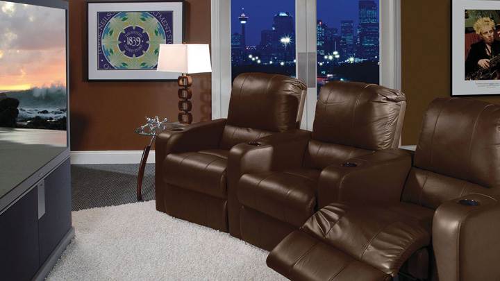 Brown Sofa Set In Home Theater Room